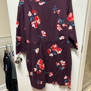 Floral Purple Dress with Red and Blue Accents